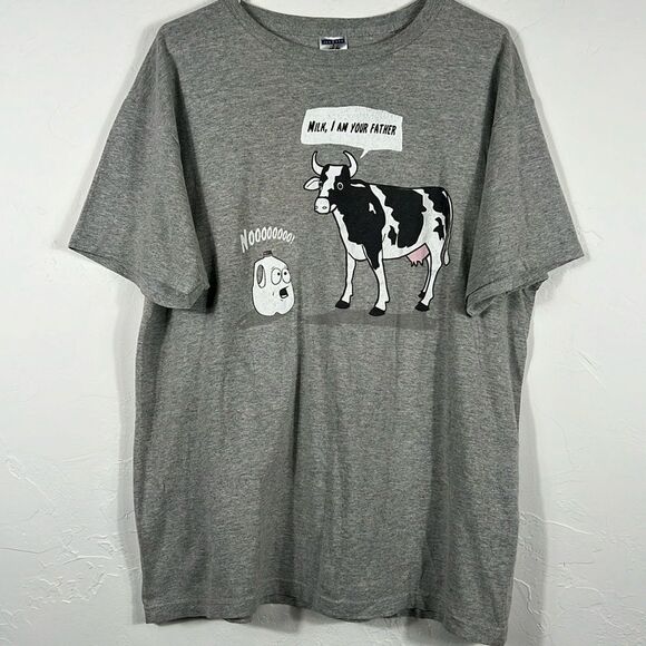 🔥🔥 Vintage “MILK, I AM YOUR FATHER” Star Wars Spoof Tee Sz LARGE - GUC - Picture 1 of 9